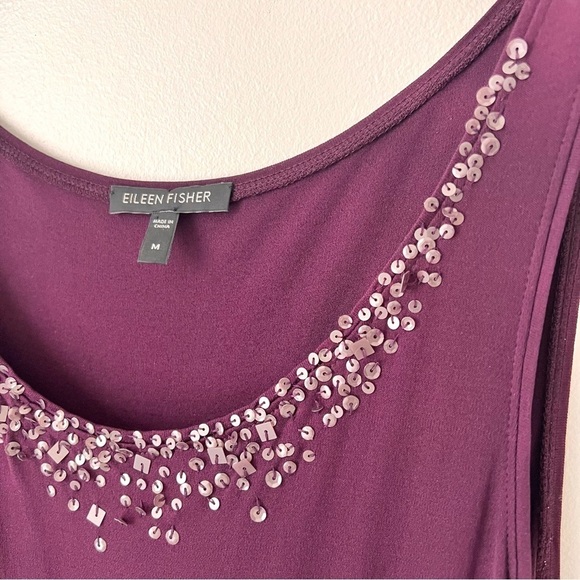 Eileen Fisher Purple Silk Sequin Tank Top - Picture 4 of 14